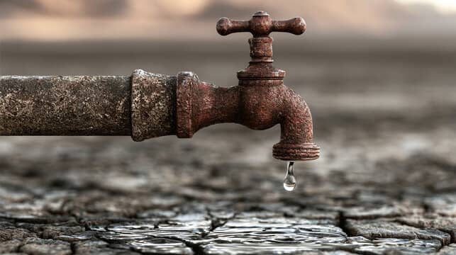 چنار شاپنگ سنٹر بٹہ مالو میں پانی کی قلت کو ظاہر کرتا ہوا ایک خالی نلکا