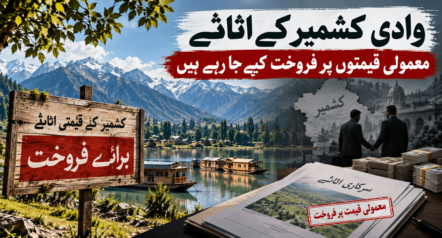 کشمیر میں فروخت کیے جانے والے عوامی اثاثوں کی نمائشی تصویر